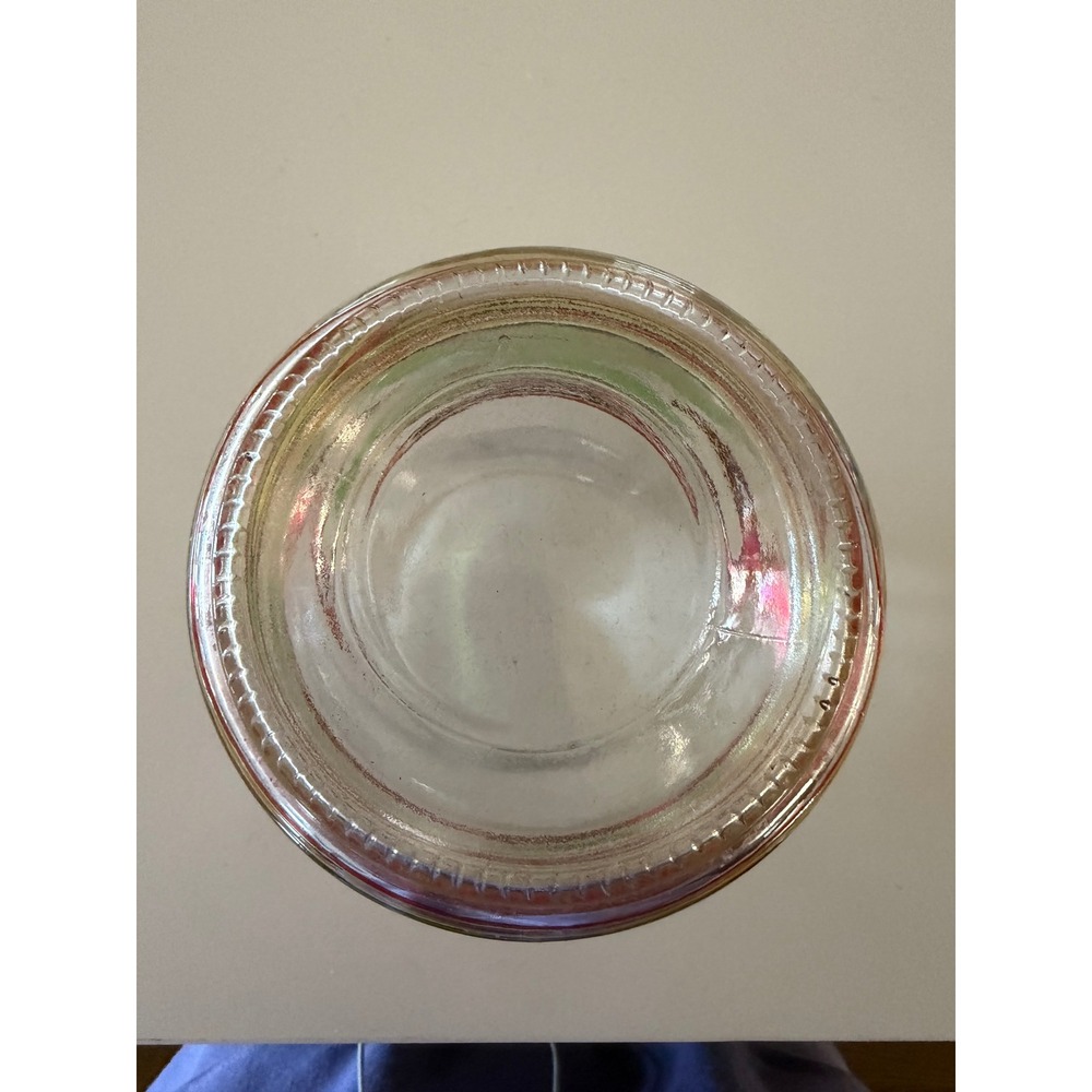 Multicolor Striped Art Glass Vase 5.5" Hand Painted Drip Design - Picture 2 of 5